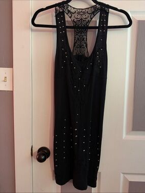 Treasure Rock Vintage Racerback Studded Black Mini Dress